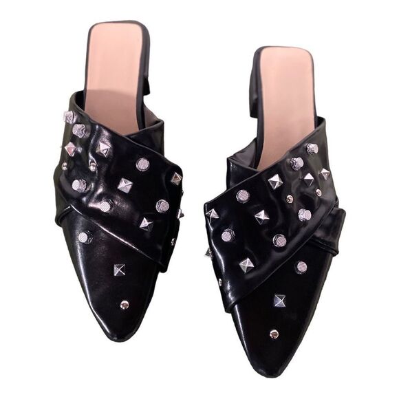 #206 BOUTIQUE Patent  Studded Mules - Picture 1 of 5